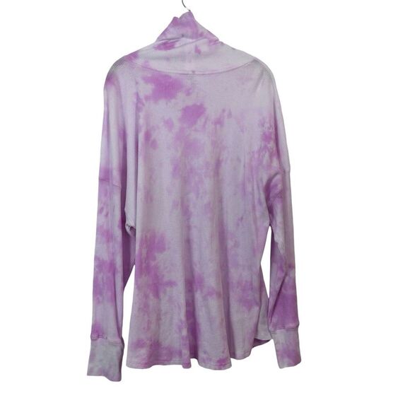 Calvin Klein Performance Womens Top Waffle Knit Turtleneck Tie Dye Pink Plus 3X - Picture 2 of 10